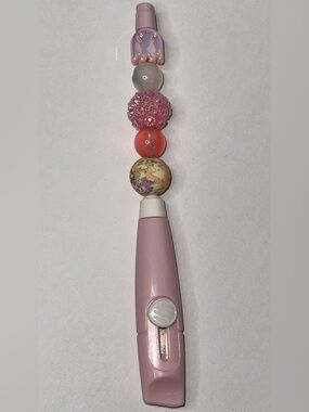 Pink Beaded Box Cutter with ‘80s PacMan Ghosts